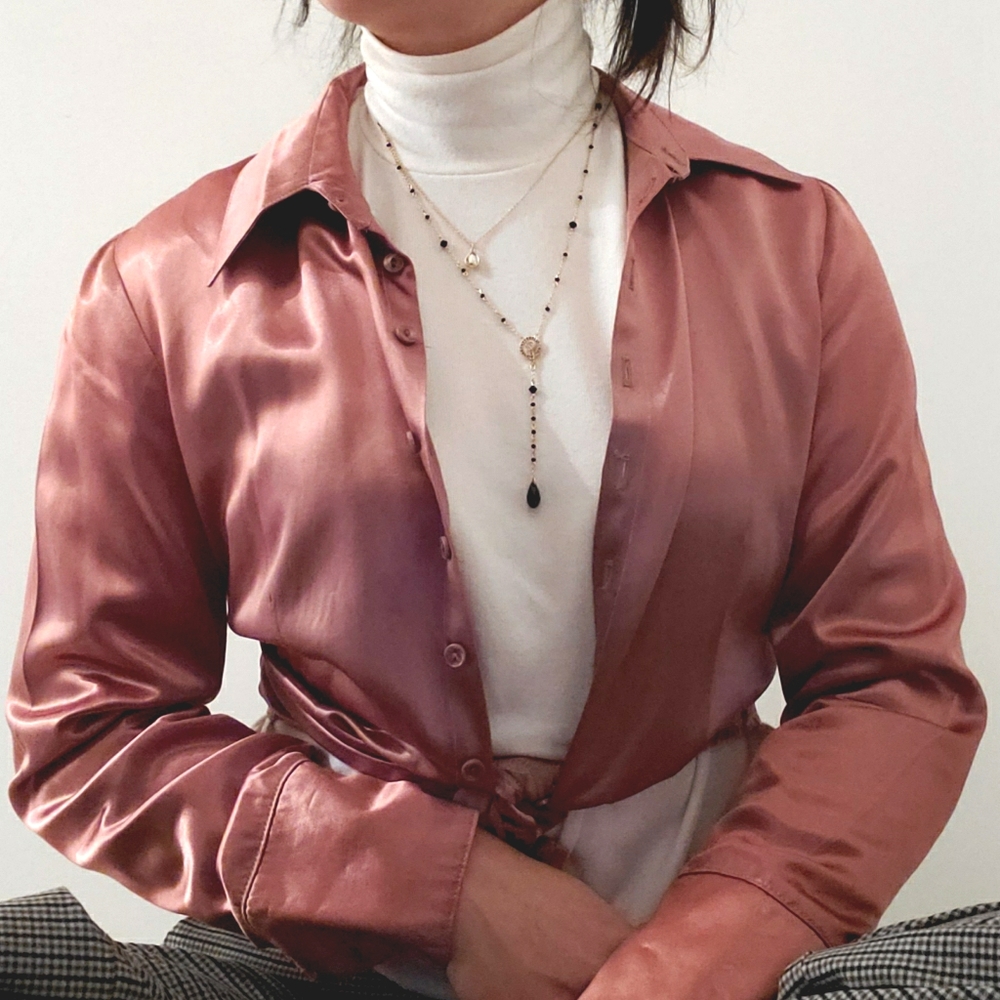 Le Château | Rose Gold Satin Shirt